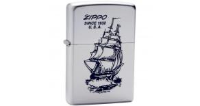 Зажигалка ZIPPO Boat-Zippo, с покрытием Satin Chrome™, латунь/сталь, серебристая, 36x12x56 мм